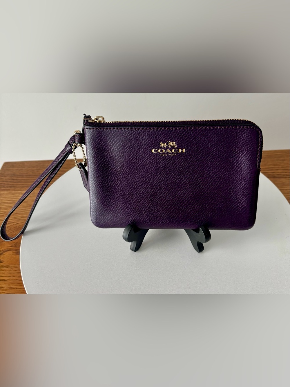 COACH Purple Pebbled Leather Wristlet